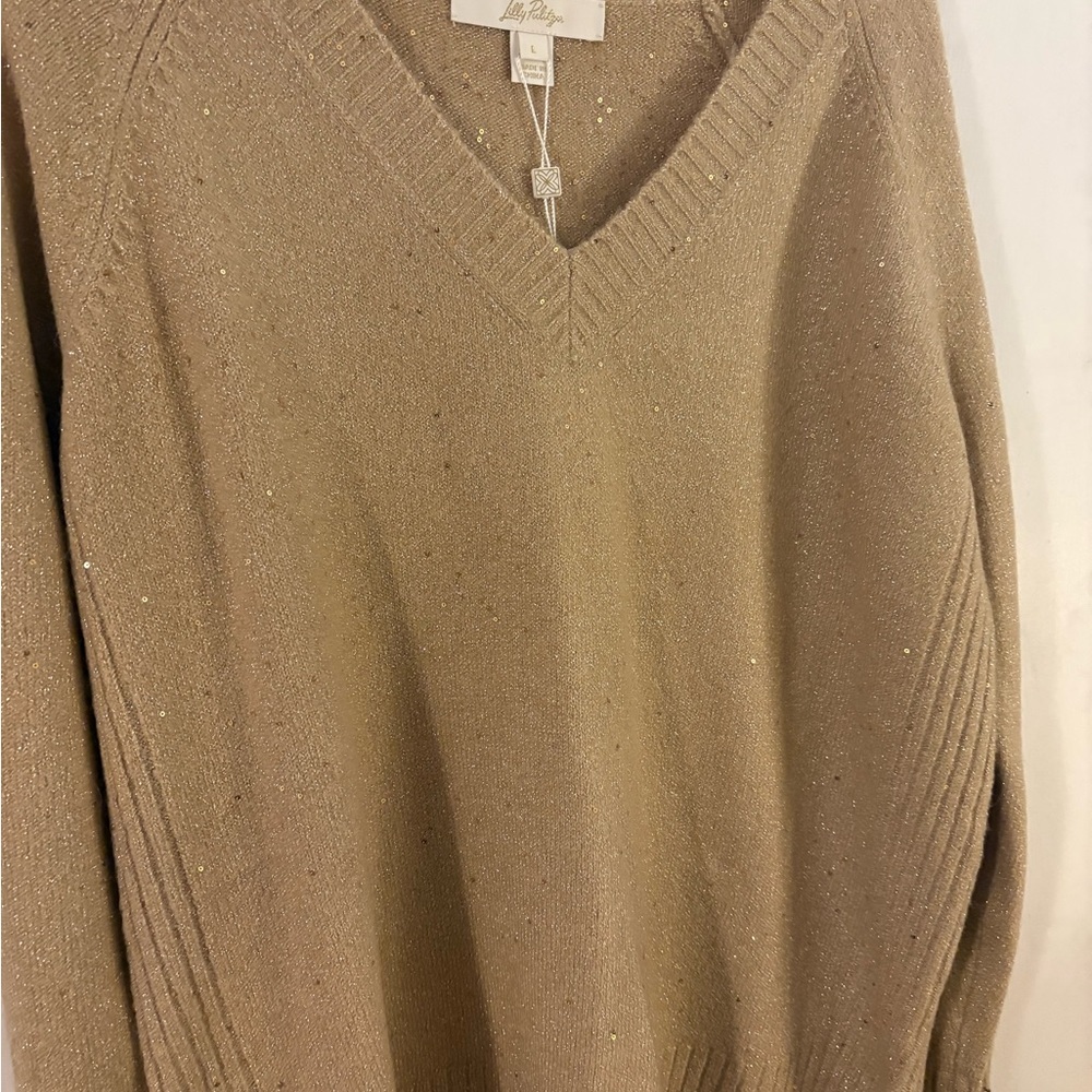 Lilly Pulitzer Sparkling gold  NWT V-Neck Sweater